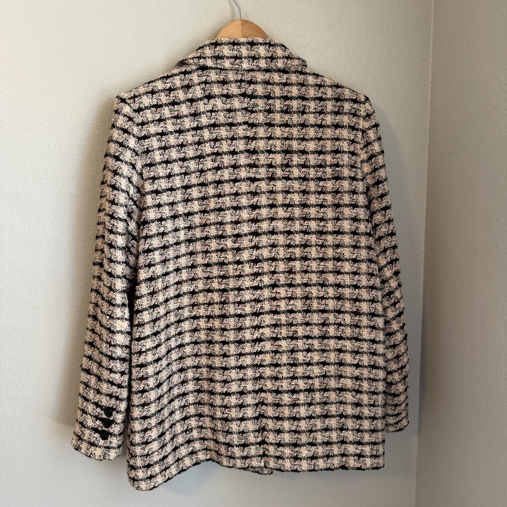 Anine Bing Diana Double Breasted Relaxed Fit Blazer in Apricot Tweed, X-Large - Picture 13 of 16